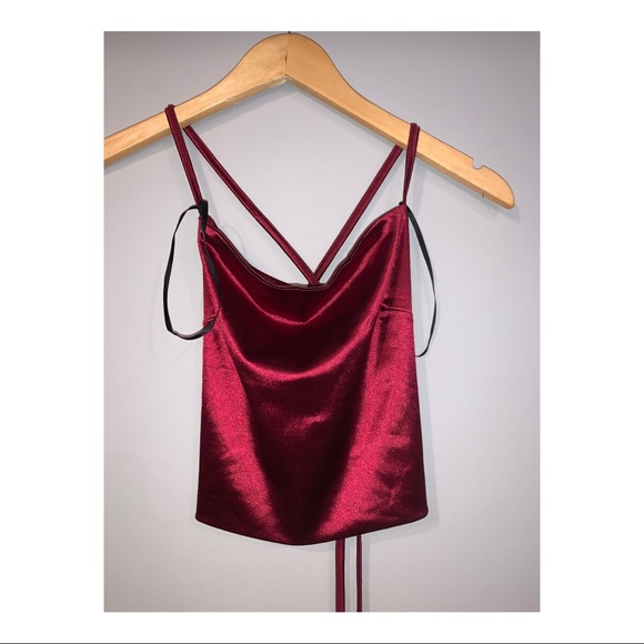 Red silk tank top - Picture 3 of 4